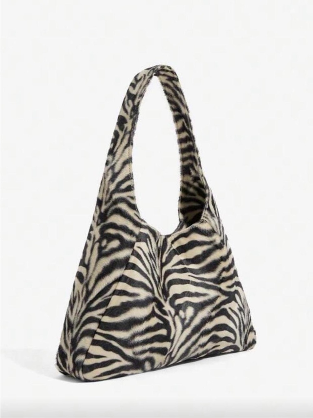Zebra Print Shoulder Bag - Black and Cream Hobo